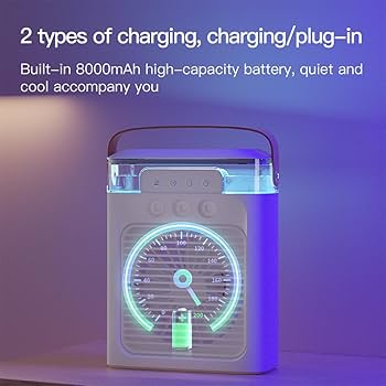 Amazon | ミニエアクーラー 充電式 ポータブルエアコンファン